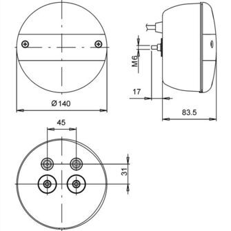 LED-baglygte - Jokon 240 BBS - Tegning