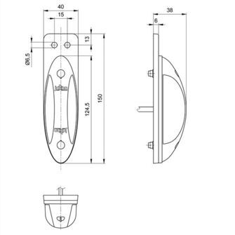 Højre rød/hvid LED markeringslygte - Jokon 2011 SPL P - Tegning