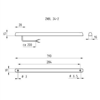  LED-stoplygte - Jokon 3 24-2 ZHBL 12V med 250 mm kabel