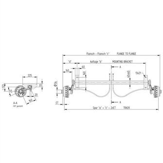 Aksel - 16-1365 - 750 kg - 1850mm - Tegning