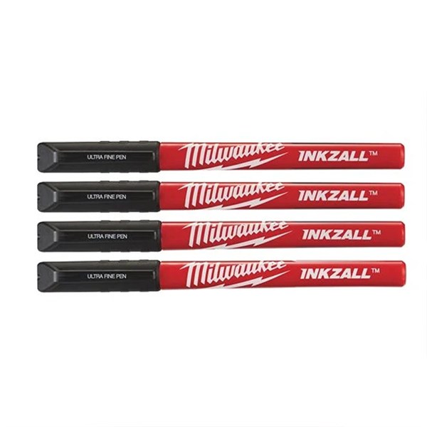 Milwaukee Inkzall Markere med fin spids, 0,6 mm - sæt med 4 stk. sorte eller farvede penne
