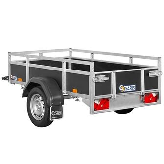 Saris Classic Wood Trailer - ASF75 - 750 kg. Traileren ses skråt bagfra. Den har en enkelt aksel
