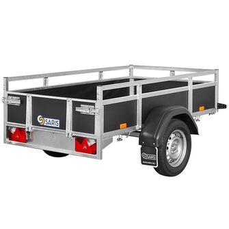 Saris Classic Wood Trailer - ASF75 - 750 kg. Traileren ses skråt bagfra. Den har sider af træ