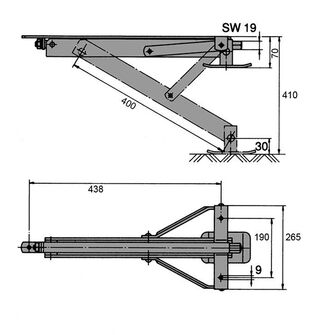 Spindelstøtteben med klapfod